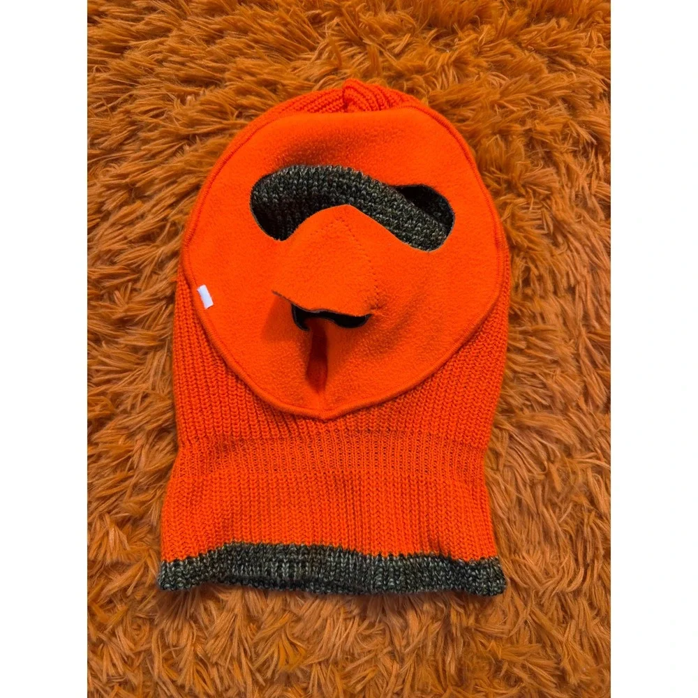 Reversible Camo Blaze Orange Balaclava Knit Ski Mask Hunting Face Shield Mask